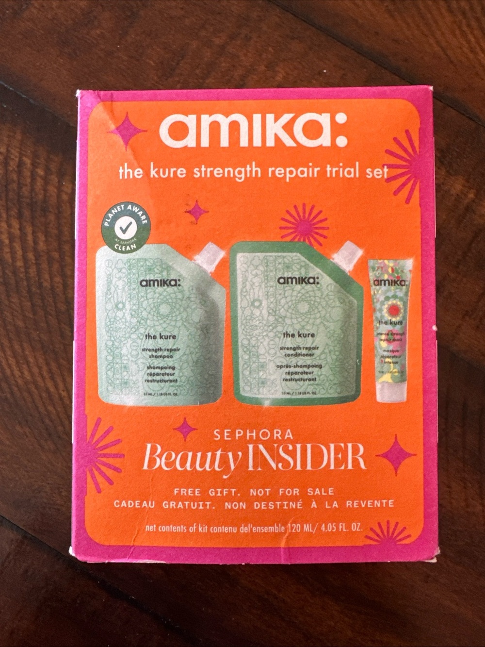 amika Trial Strength Repair Set — Pink & Orange Packaging